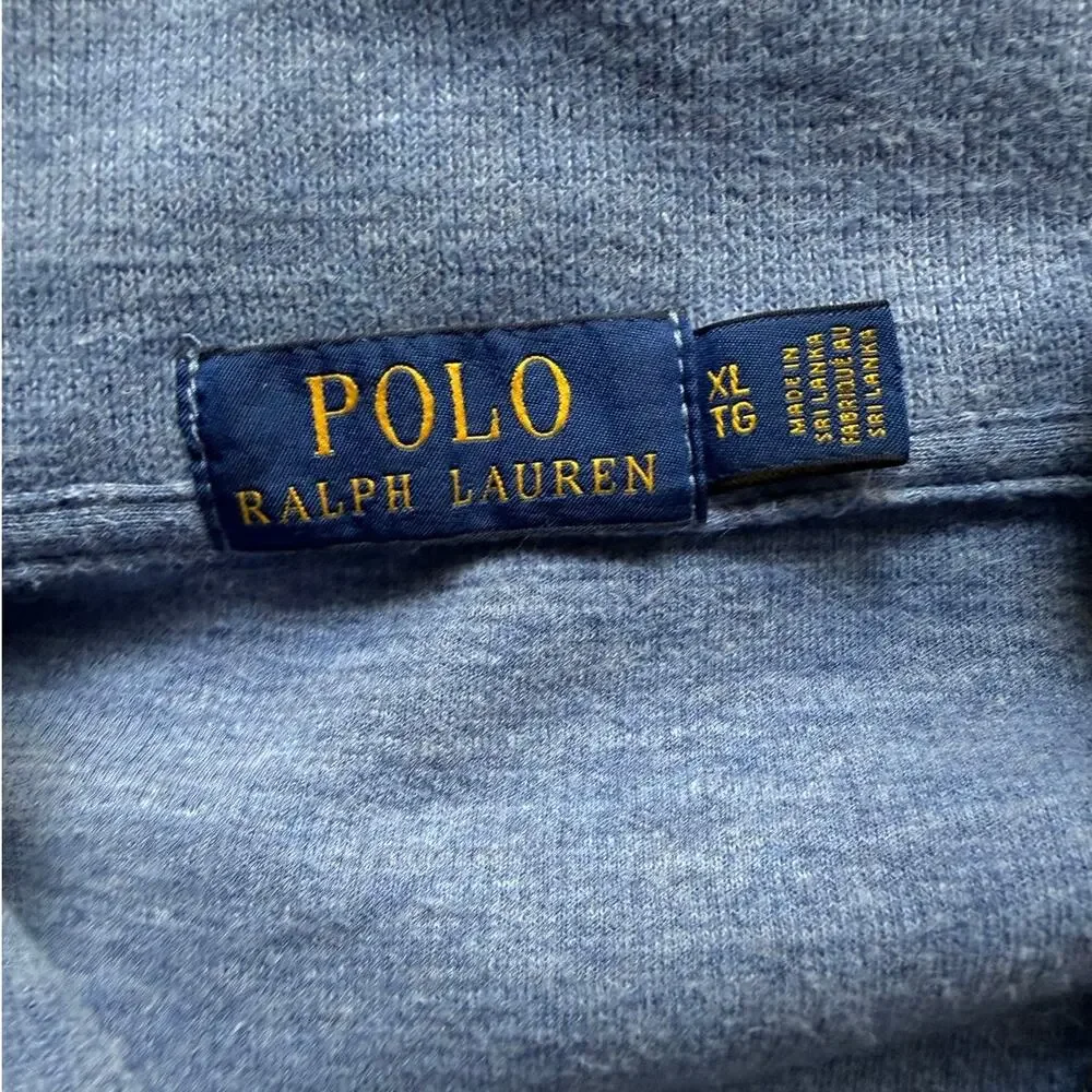 Polo Ralph Lauren Sweater Men's XL Quarter Zip Pullover Estate Rib Cotton Blue